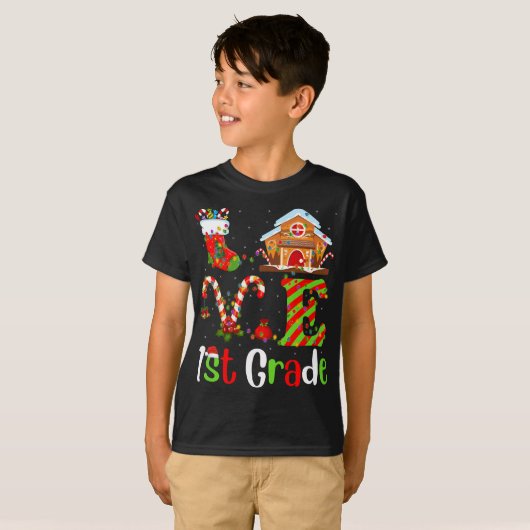 Funny Xmas Lighting Liebe 1. Klasse Lehrerin Chris T-Shirt (Vorne ganz)