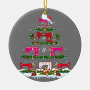 Funny Xmas Lighting Nähmaschine Weihnachtsbaum Keramik Ornament