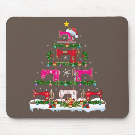 Funny Xmas Lighting Nähmaschine Weihnachtsbaum Mousepad (Vorne)