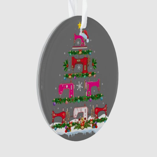 Funny Xmas Lighting Nähmaschine Weihnachtsbaum Ornament (Vorderseite)