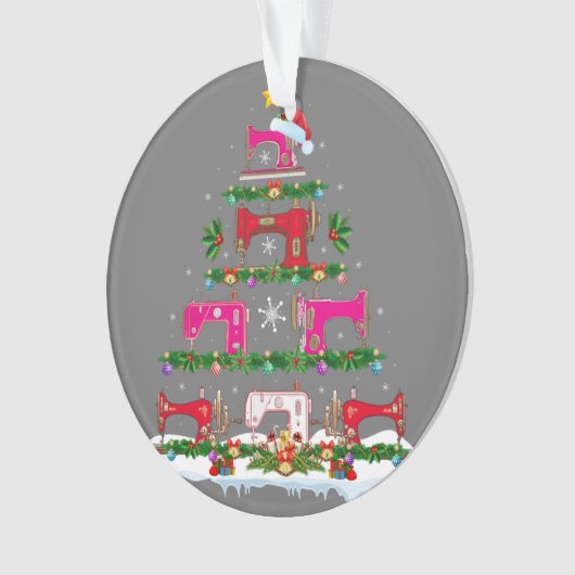 Funny Xmas Lighting Nähmaschine Weihnachtsbaum Ornament (Vorderseite)
