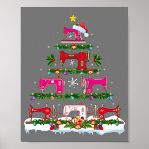 Funny Xmas Lighting Nähmaschine Weihnachtsbaum Poster