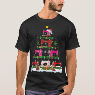 Funny Xmas Lighting Nähmaschine Weihnachtsbaum T-Shirt