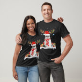 Funny Xmas Lighting Rentier Weihnachtsmannmütze Ra T-Shirt (Unisex)