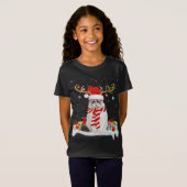 Funny Xmas Lighting Rentier Weihnachtsmannmütze Ra T-Shirt (Vorne ganz)