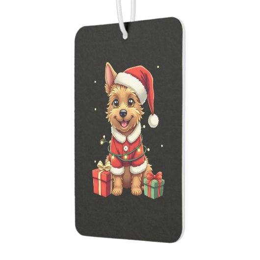 Funny Xmas Lighting Santa Border Terrier Dog Chris Autolufterfrischer (Links)
