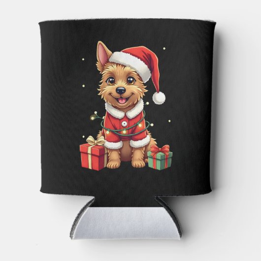 Funny Xmas Lighting Santa Border Terrier Dog Chris Dosenkühler (Vorderseite)