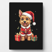 Funny Xmas Lighting Santa Border Terrier Dog Chris Fotoplatte (Vorderseite)