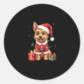 Funny Xmas Lighting Santa Border Terrier Dog Chris Runder Aufkleber (Vorderseite)