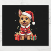 Funny Xmas Lighting Santa Border Terrier Dog Chris Schaumweinetikett (Einzelnes Label)