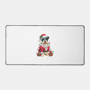 Funny Xmas Lighting Santa Border Terrier Dog Chris Schreibtischunterlage