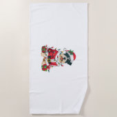 Funny Xmas Lighting Santa Border Terrier Dog Chris Strandtuch (Vorderseite)