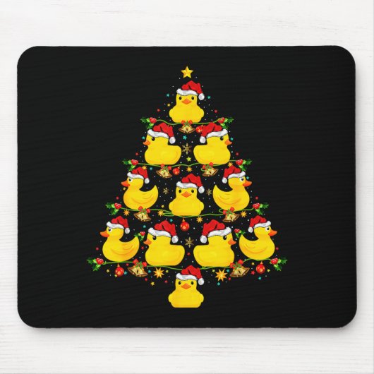 Funny Xmas Lighting Santa Hat Rubber Duck Christma Mousepad (Vorne)