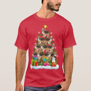 Funny Xmas Lighting Santa Shetland Sheepdog Christ T-Shirt