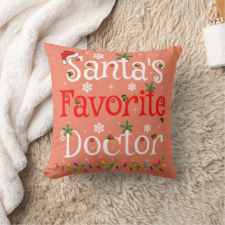 Funny Xmas Lighting Santa's Favorite Doctor Xmas Kissen