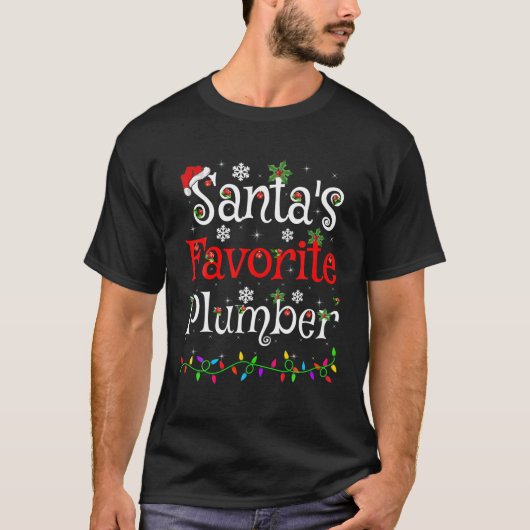 Funny Xmas Lighting Santa's Lieblings-Klempner Chr T-Shirt (Vorderseite)