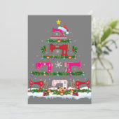 Funny Xmas Lighting Sewing Machine Christmas Tree Einladung (Stehend Vorderseite)