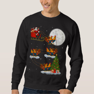 Funny Xmas Lighting Tree Santa Riding Bird Sweatshirt