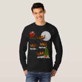 Funny Xmas Lighting Tree Santa Riding Bird T-Shirt (Vorne ganz)