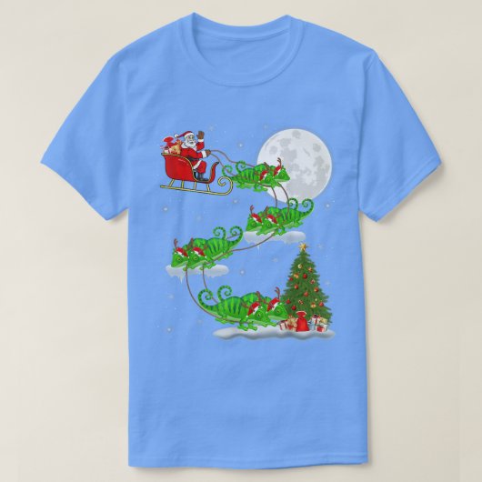 Funny Xmas Lighting Tree Santa Riding Chameleon Ch T-Shirt (Design vorne)