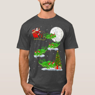 Funny Xmas Lighting Tree Santa Riding Chameleon Ch T-Shirt