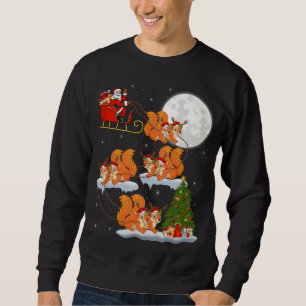 Funny Xmas Lighting Tree Santa Riding Eichhörnchen Sweatshirt