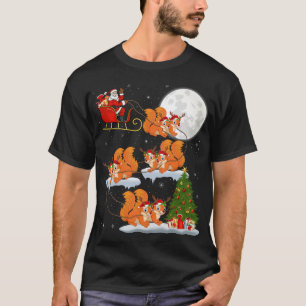 Funny Xmas Lighting Tree Santa Riding Eichhörnchen T-Shirt