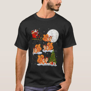 Funny Xmas Lighting Tree Santa Riding Eichhörnchen T-Shirt