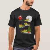 Funny Xmas Lighting Tree Santa Riding Iguana Chris T-Shirt (Vorderseite)