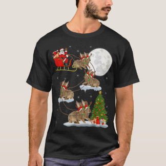 Funny Xmas Lighting Tree Santa Riding Kaninchen Ch T-Shirt