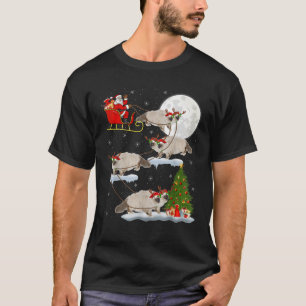 Funny Xmas Lighting Tree Santa Riding Ragdoll Katz T-Shirt