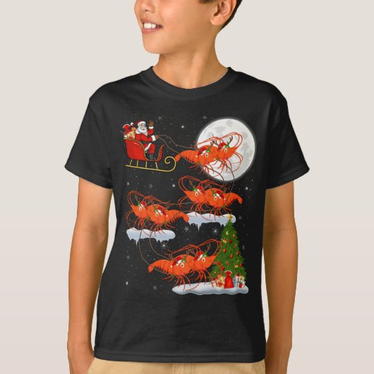 Funny Xmas Lighting Tree Santa Riding Shrimp Chris T-Shirt (Vorderseite)