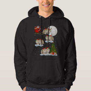 Funny Xmas Lighting Tree Santa Riding Spitz C Hoodie