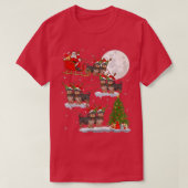 Funny Xmas Lighting Tree Santa Riding Yorkie Chris T-Shirt (Design vorne)