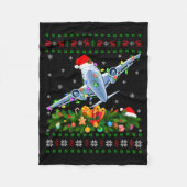 Funny Xmas Lighting Tree Santa Ugly Airplane Chris Fleecedecke (Vorderseite)