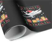 Funny Xmas Lighting Tree Santa Ugly Airplane Geschenkpapier (Rolleneckpunkt)