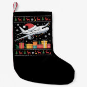 Funny Xmas Lighting Tree Santa Ugly Airplane Kleiner Weihnachtsstrumpf (Vorderseite)