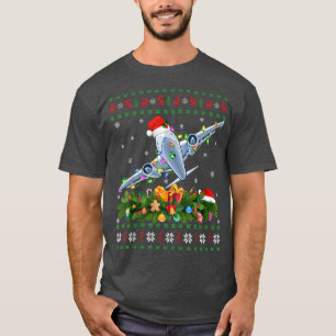 Funny Xmas Lighting Tree Santa Ugly Flugzeug Chris T-Shirt
