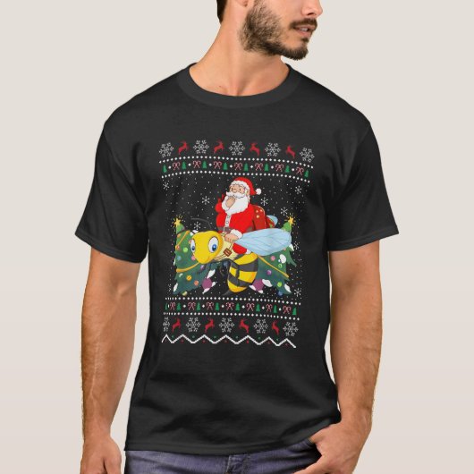 Funny Xmas Lighting Ugly Santa Riding Hummel C T-Shirt (Vorderseite)