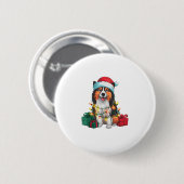 Funny Xmas Lighting Weihnachtsmannmütze Tamaskan D Button (Vorne & Hinten)