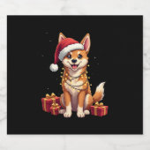 Funny Xmas Lighting Weihnachtsmannmütze Tamaskan D Schaumweinetikett (Einzelnes Label)