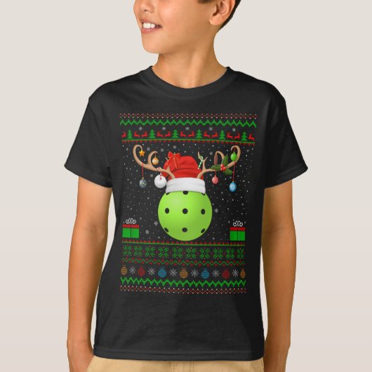 Funny Xmas Lighting Weihnachtsmannmütze Ugly Pickl T-Shirt (Vorderseite)