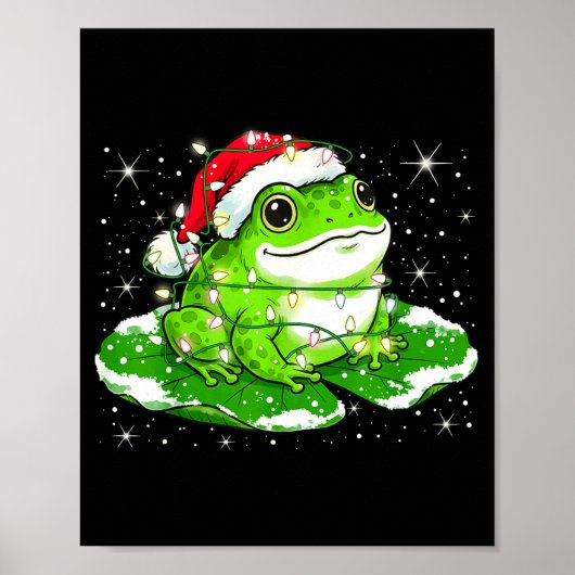 Funny Xmas Lights Frog Cute Toad Frogs Women Men K Poster (Vorne)