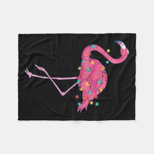 Funny Xmas Lights Nk Flamingo Trocal Weihnachten Fleecedecke (Vorderseite (Horizontal))