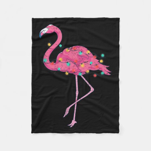 Funny Xmas Lights Nk Flamingo Trocal Weihnachten Fleecedecke (Vorderseite)