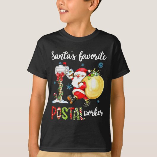 Funny Xmas Lights Santa's Favorite Stal Worker Chr T-Shirt (Vorderseite)