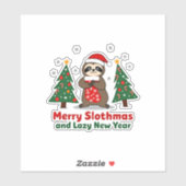 Funny Xmas Lights Stocking Santa Hat Sloth Christm Aufkleber (Blatt)