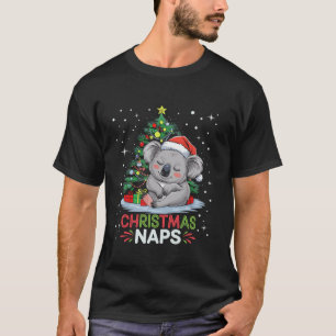 Funny Xmas Lights Weihnachtsmannmütze Koala Weihna T-Shirt