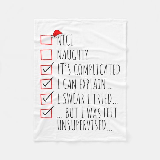 Funny Xmas Nice Naughty List I Can Explain I Swear Fleecedecke (Vorderseite)