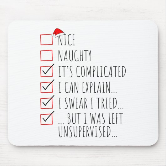 Funny Xmas Nice Naughty List I Can Explain I Swear Mousepad (Vorne)
